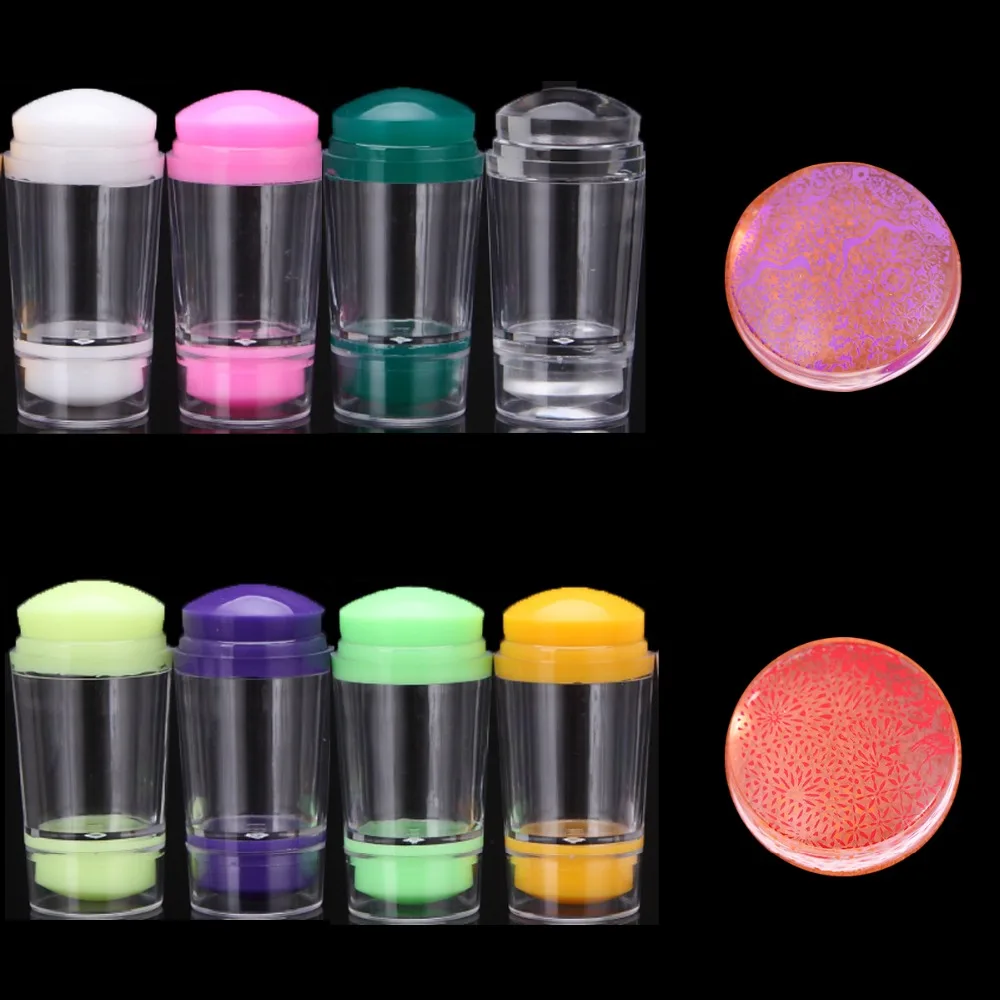 Набор инструментов для маникюра с двойной головкой конфетного цвета из силикона, 2,2 см, 2,7 см, штамп со скребком, 6 цветов