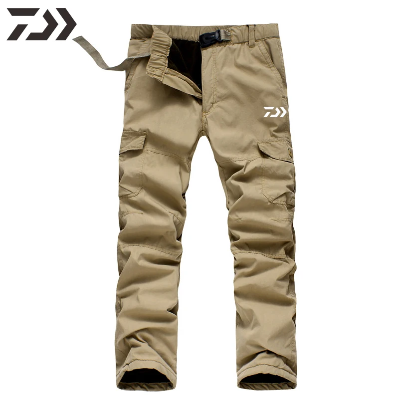 Daiwa брюки мужские рыболовные брюки зимние термальные твердые мульти-карманные хлопковые повседневные брюки спортивные свободные брюки мужские спортивные брюки