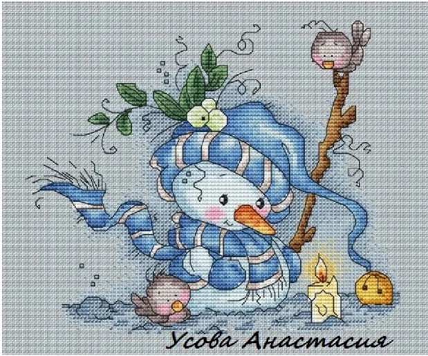 

GG Counted Cross Stitch Kit Fan blowing a fan Handmade Needlework For Embroidery 14ct Cross Stitch Snowman and Candle