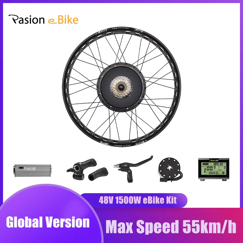 US $443.74 PASION E BIKE Motor Wheel Fat Bike 48V 1500W Electric Bike Conversion Kit Rear Wheel Motor Brushless 190mm Fat Bike Wheel Motor