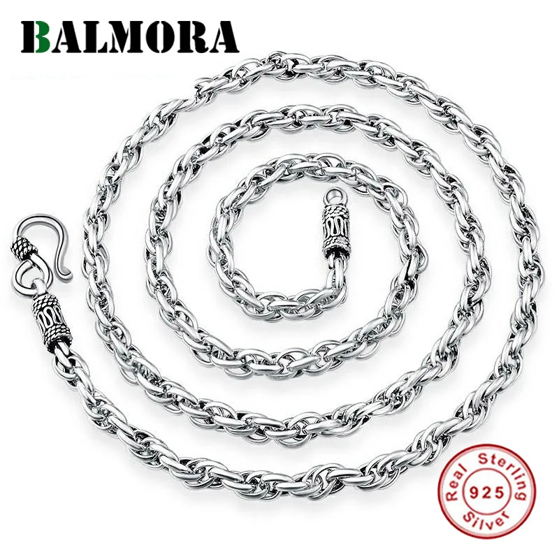 BALMORA Настоящее 925 пробы серебро ретро простые цепочки ожерелья для мужчин женщин DIY пара кулон аксессуары подарок Мода Bijoux