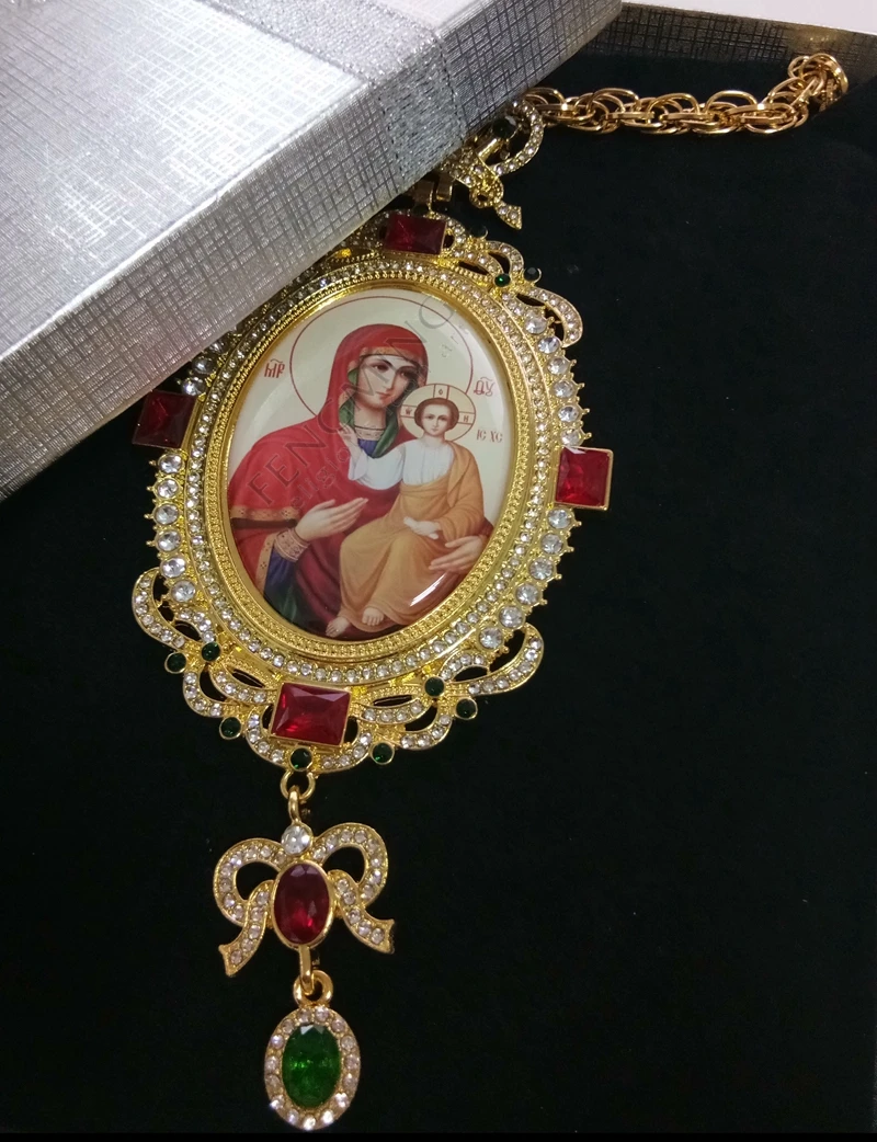 Крестообразное ожерелье с красным цирконом, кристаллами, греческим распятием, ювелирное изделие, грудной крест, цепь, религиозные ремесла
