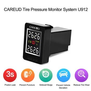 

CAREUD U912 Car Wireless TPMS Tire Pressure Monitoring System Built-in Sensor Or External Sensor LCD Display Embedded Monitor
