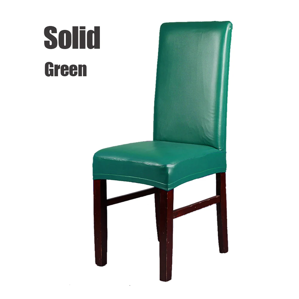 solid green Горячая 4 шт/партия черный/кофе/фиолетовый/шампань 7 цветов эластичный водонепроницаемый маслонепроницаемый PU кожаный бытовой ужин накидка для сиденья - Цвет: solid green