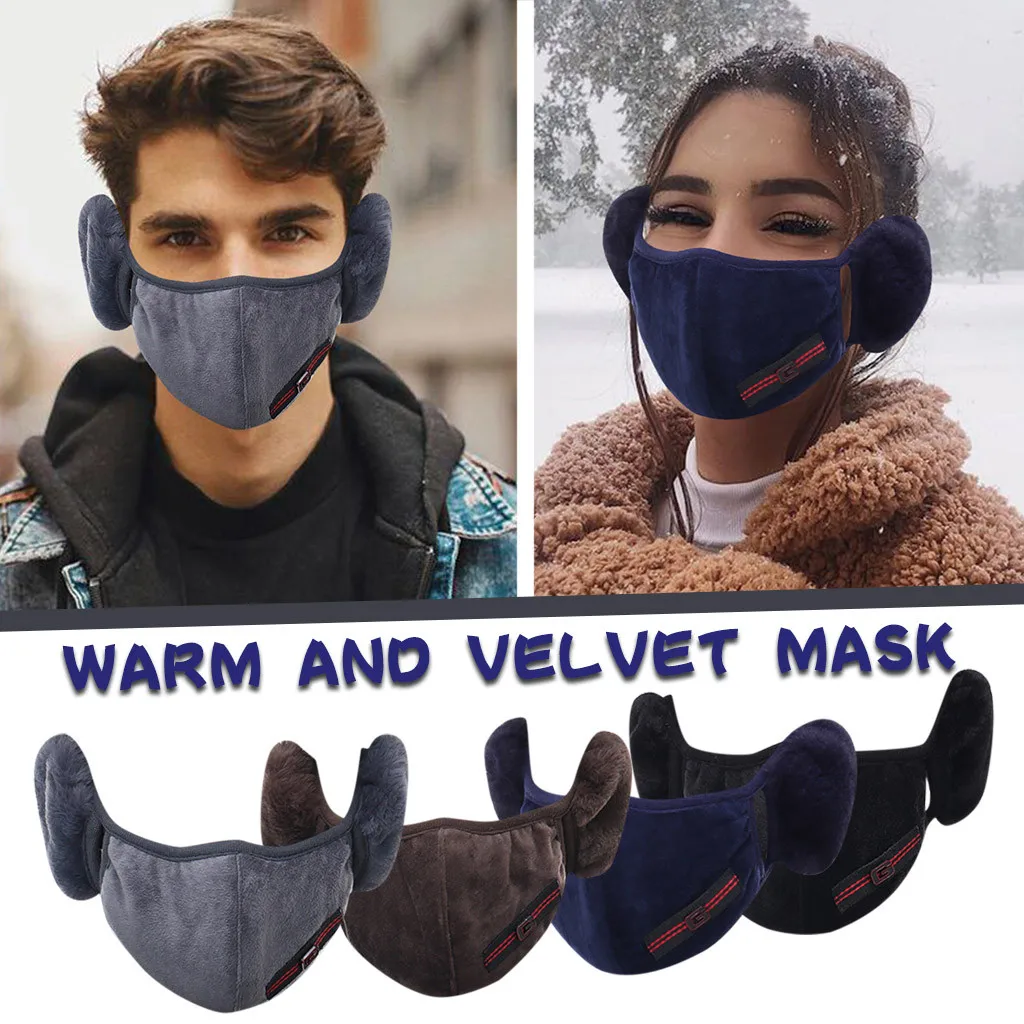

Unisex Autumn Winter Warm Plush Face Mask Reusable Washable Breathable HOT Mask Earmuffs Respirator