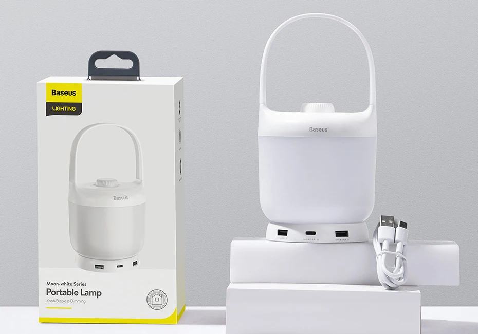 Baseus Moon White Series Knob Stepless Portable Lamp 7 Baseus Moon White Series Knob Stepless Portable Lamp 7