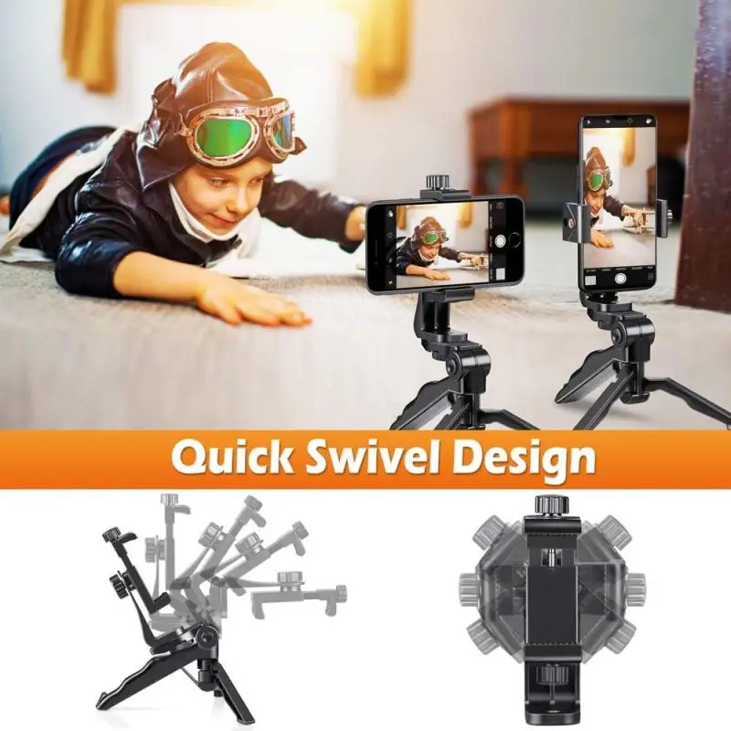 2-In-1 Universal Mini Tripod Cellphone Pegangan Stabilizer Desktop Dest Berdiri First Ponsel Pemegang Selfie untuk iPhone Xiaomi Samsung
