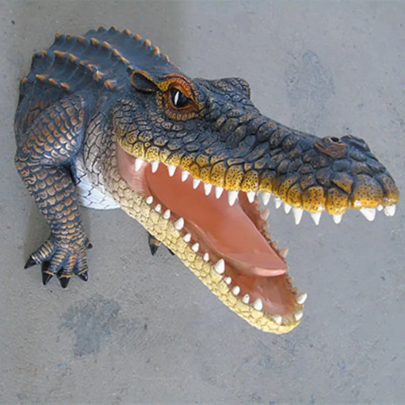 Европейский стиль моделирование животных Crocodil голова стереоскопические настенные вешалки креативный кинотеатр настенные украшения X2447