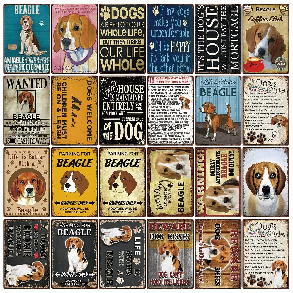 [Kelly66] Regole Per Cani Da Compagnia Avvertimento Overbeagle On Duty Metal Painting 20*30 Cm Dimensioni Dg-11