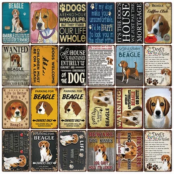 

[ Kelly66 ] Pet Dogs Rules Warning Better Life With Beagle House Metal Sign Home Decor Bar Wall Art Painting 20*30 CM Size DG-11