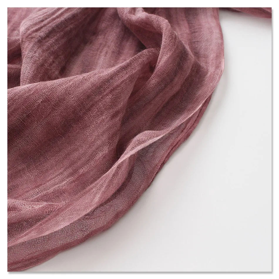 tie-dyed solid color plain real wool scarves women autumn winter wrinkle fringed thin soft scarf shawl wraps female neckerchief