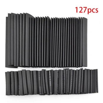 

127pcs Tools Marine Soft Halogen Free Assortment 2:1 Flame Retardant Electrical Durable Black Heat Shrink Tube Kit