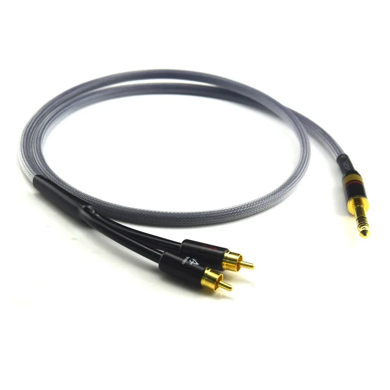 1 шт. Hi-Fi КАБЕЛЬ 6 35 мм на 2 RCA стерео аудио кабель из чистой меди 5 штекер двойной