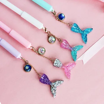 

24 Pcs/Lot Mermaid Pendant Gel Pen 0.5mm Black Ink Pens Writing Girl Gift Wholesale Stationery Office School Supplies DB545
