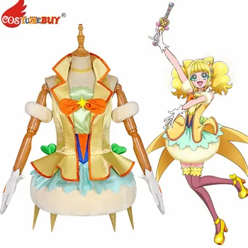 

CostumeBuy Star Twinkle Precure Pretty Cure Hiramitsu Hinata Cosplay Cure Sparkle Costume Yellow Dress Halloween Custom made