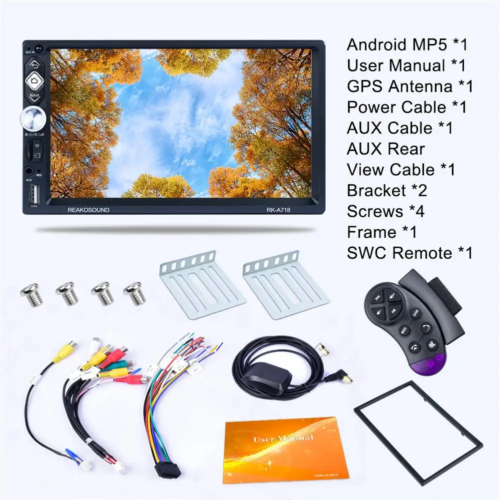 Without camera Ultra-thin 7-inch Android Universal Machine Capacitive Touch Screen Car MP5 Player GPS Navigation Player+Bluetooth+FM Function - Цвет: Without camera