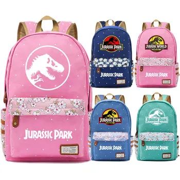 

F3301 Cartoon Jurassic Park Dinosaur Children Schoolbag Girls School bag Women Bagpack Teenagers Canvas Lady Femme Backpack