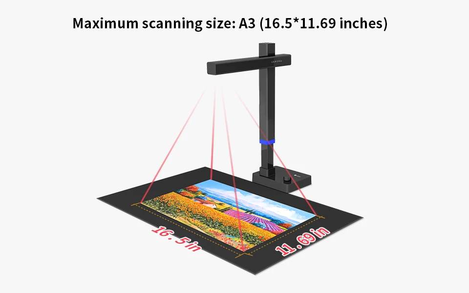 wifi scanner CZUR Portable Book Scanner Shine Ultra Pro, 24 Megapixel Document Scanner, Scan Max A3 Format with Adjustable Height, USB 2.0 hp scanner