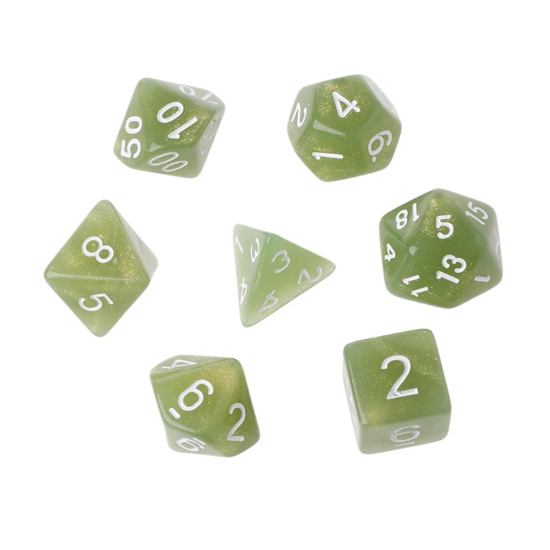 7 шт. мерцание многогранные кубики для Дракон Pathfinder D20 D12 2xD10 D8 D6 D4 - Цвет: Green