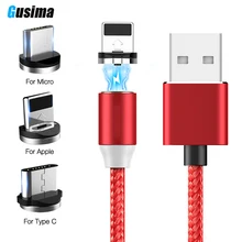 Обычно светодиодный магнитный usb-кабель для iPhone Xs Max 8 7 6 и кабель USB type C и кабель Micro usb для samsung Xiaomi huawei LG USB C