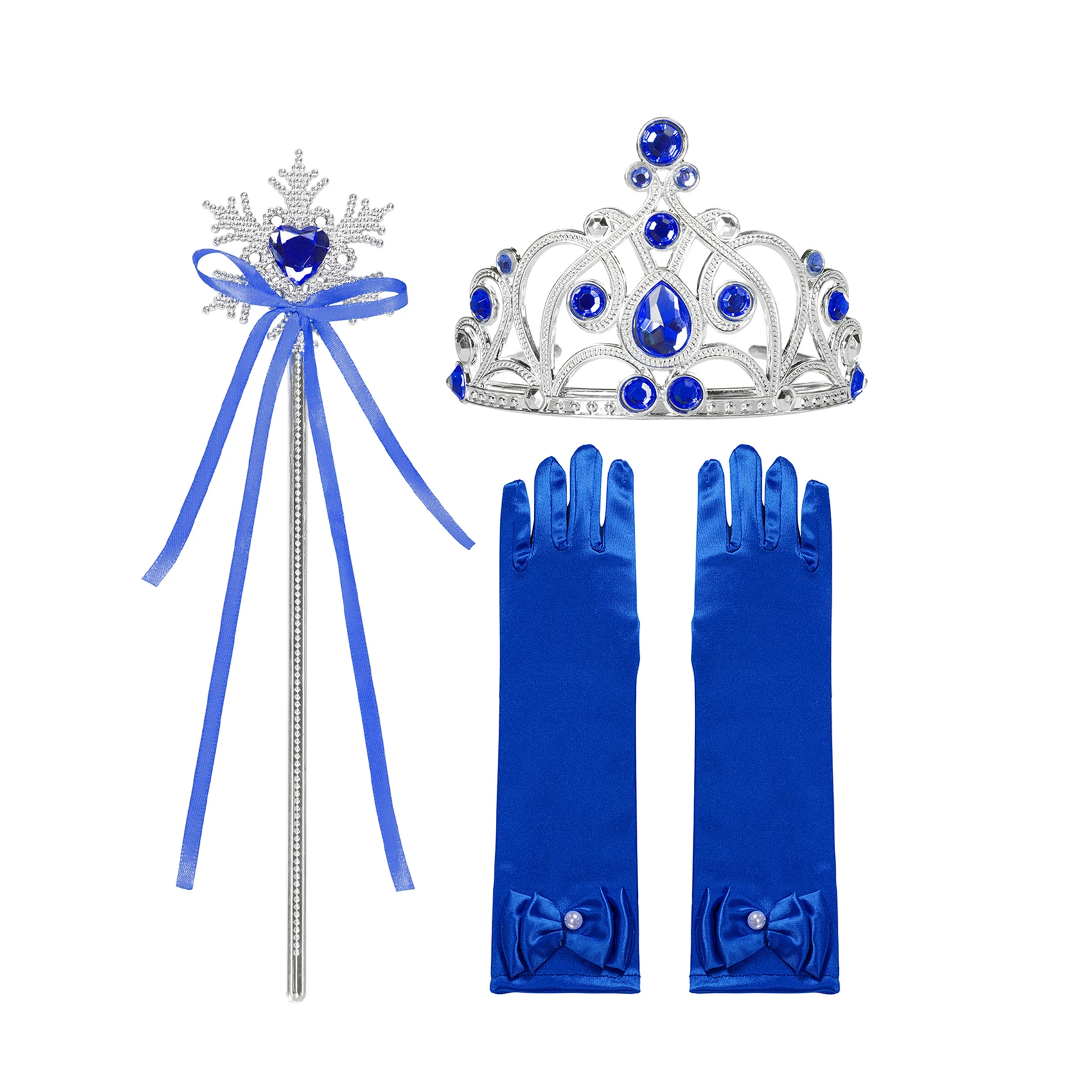 Princess Accessories Set Girls Anna Elsa Cospaly Crown Magic Wand Necklace Wig Gloves Earring Bracelet