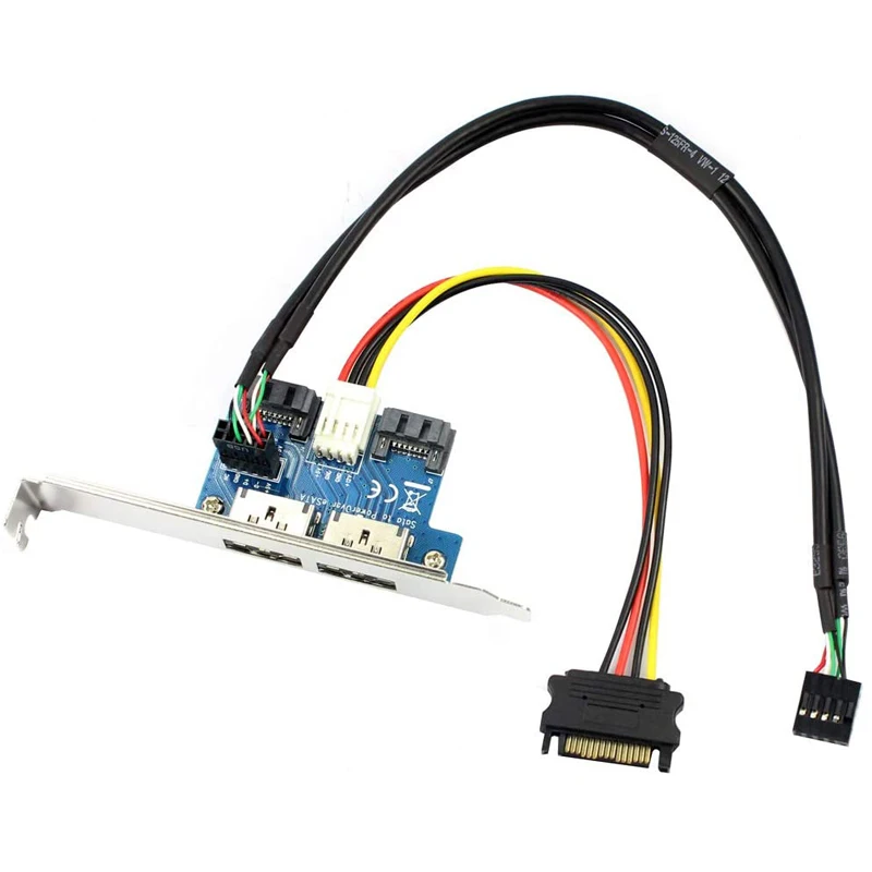 Placa de Expansão Esata Portas Duplas Sata para Essmd Power Over Esata Placa Mãe x Sata e Usb 2.0 Expansor com Capa para pc Cartões para acréscimos - Imagem 3