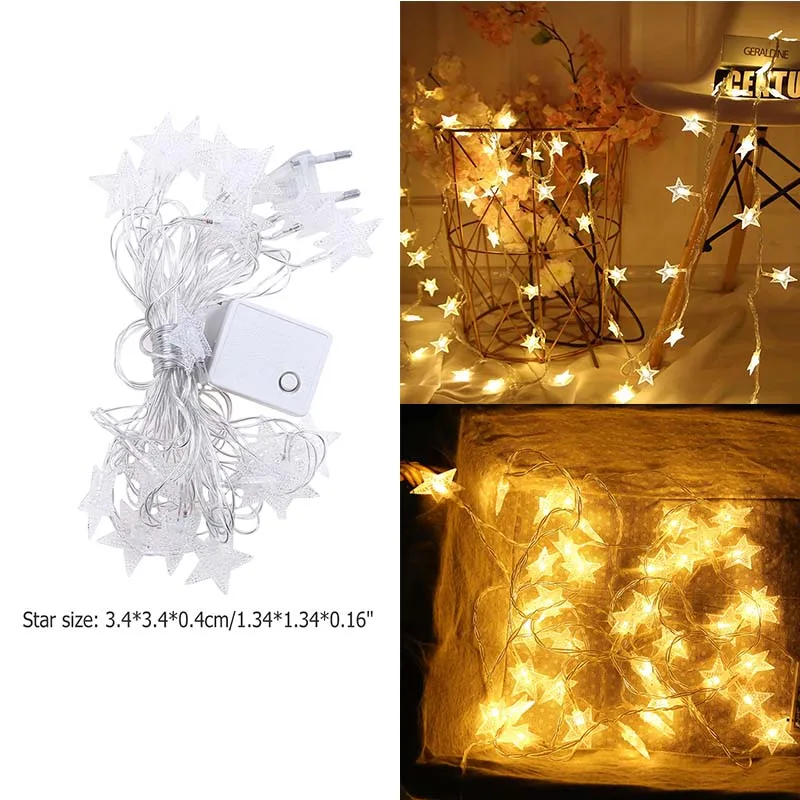 20 LEDs Cotton Ball String Lights Outdoor Decoration Fairy Lights Valentine Wedding Holiday Garland Christmas Globe Lighting - Испускаемый цвет: star