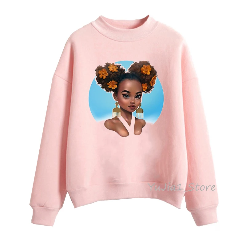 Sudaderas para mujer Melanin Poppin толстовки черный Африканский каваи девушка печатных Melanin Poppin розовый уличная одежда Рождественский подарок - Цвет: Y42476P