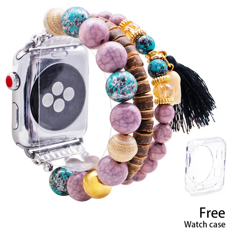 Black Tassel Lureen богемный Браслет, ремешок для наручных часов Apple Watch, версии 44/40 мм наручных часов iWatch, ремешок 42/38 мм эластичный ремешок для наручных часов для Apple Watch, версии 5 4 3 2 1 - Цвет ремешка: Black Tassel