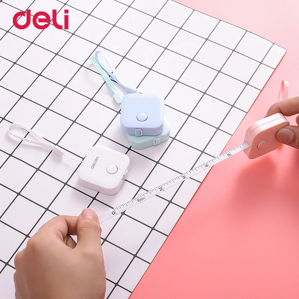 

Deli E815 mini tape measure circular capable automatic retractable portable small leather tape measure 1.5 meters double side