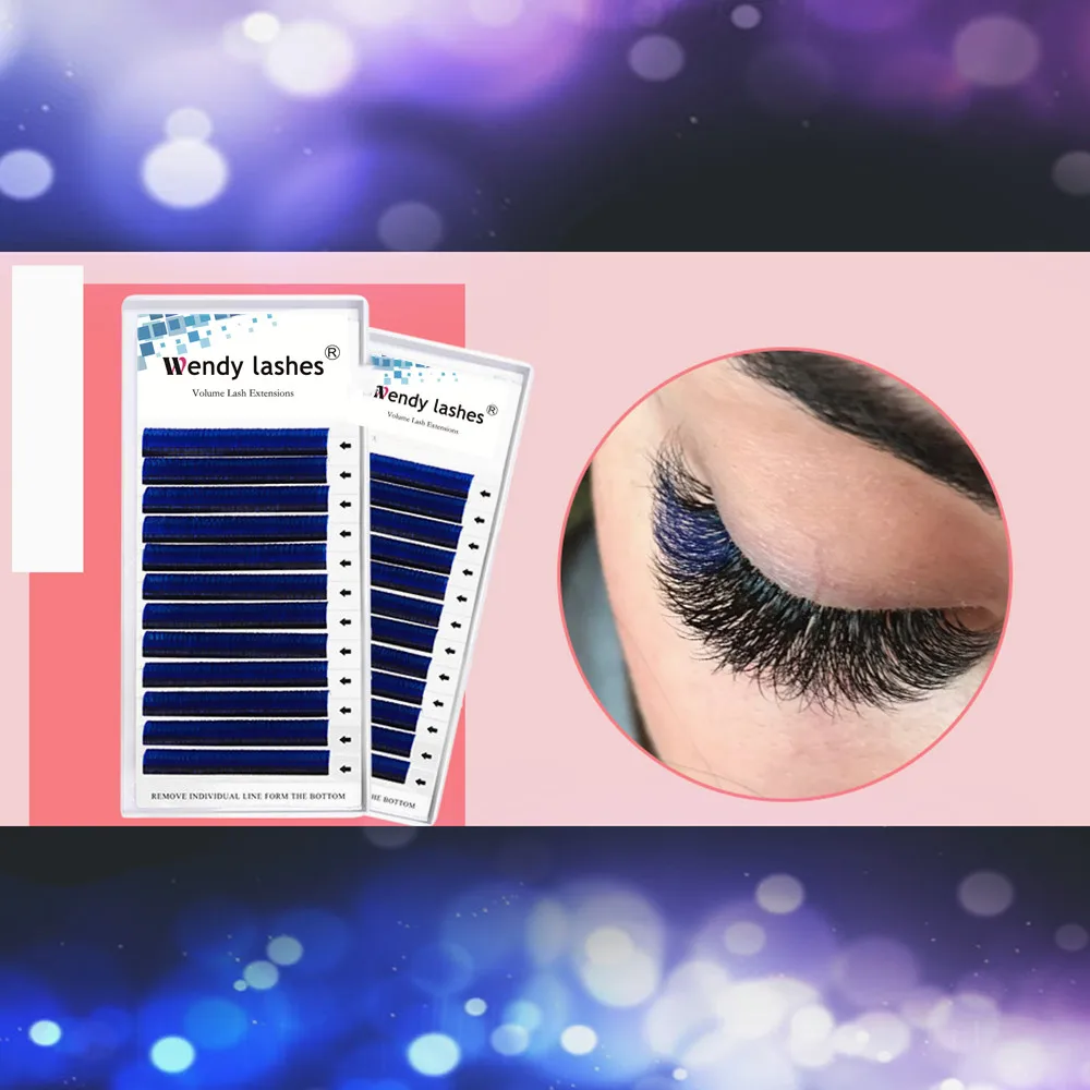 

Colorful Eyelash Extension Blue Brown Green Individual Lashes for Beauty Make-up Eyelash Flare Easy Fans CrownLash