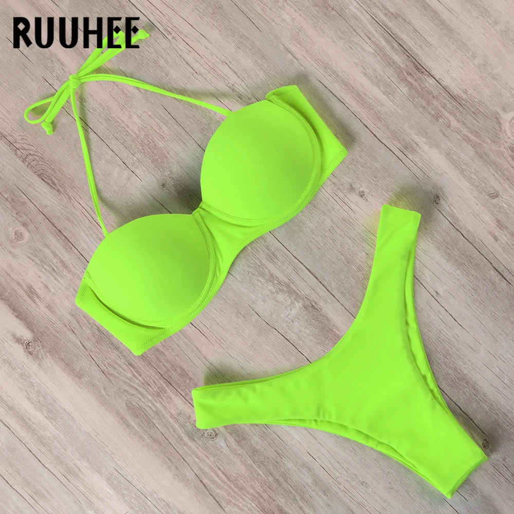 push up thong bikini set
