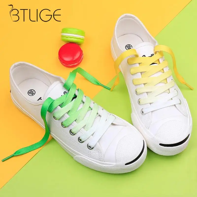 

110CM Flat Color Gradient Changing Colors Shoe Laces Party Camping Boots Shoelace Canvas Strings Growing sport shoelaces