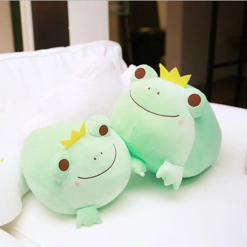 

Funny 35cm the Crown Frog Plush Pillow Stuffed Down Cotton Kids Toys Cute Smile Frog Dolls for Children Gift Good Quality