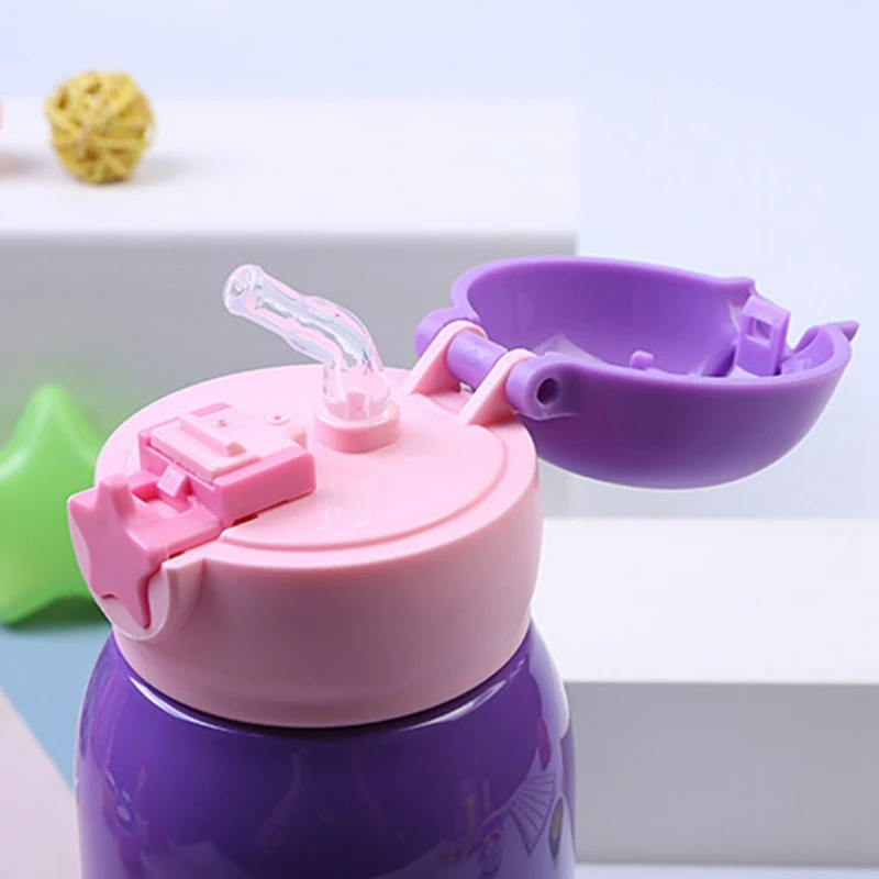 Детская чашка мультфильм школьная бутылка питьевой воды соломка из нержавеющей стали Сиппи чашка с плечевым ремнем