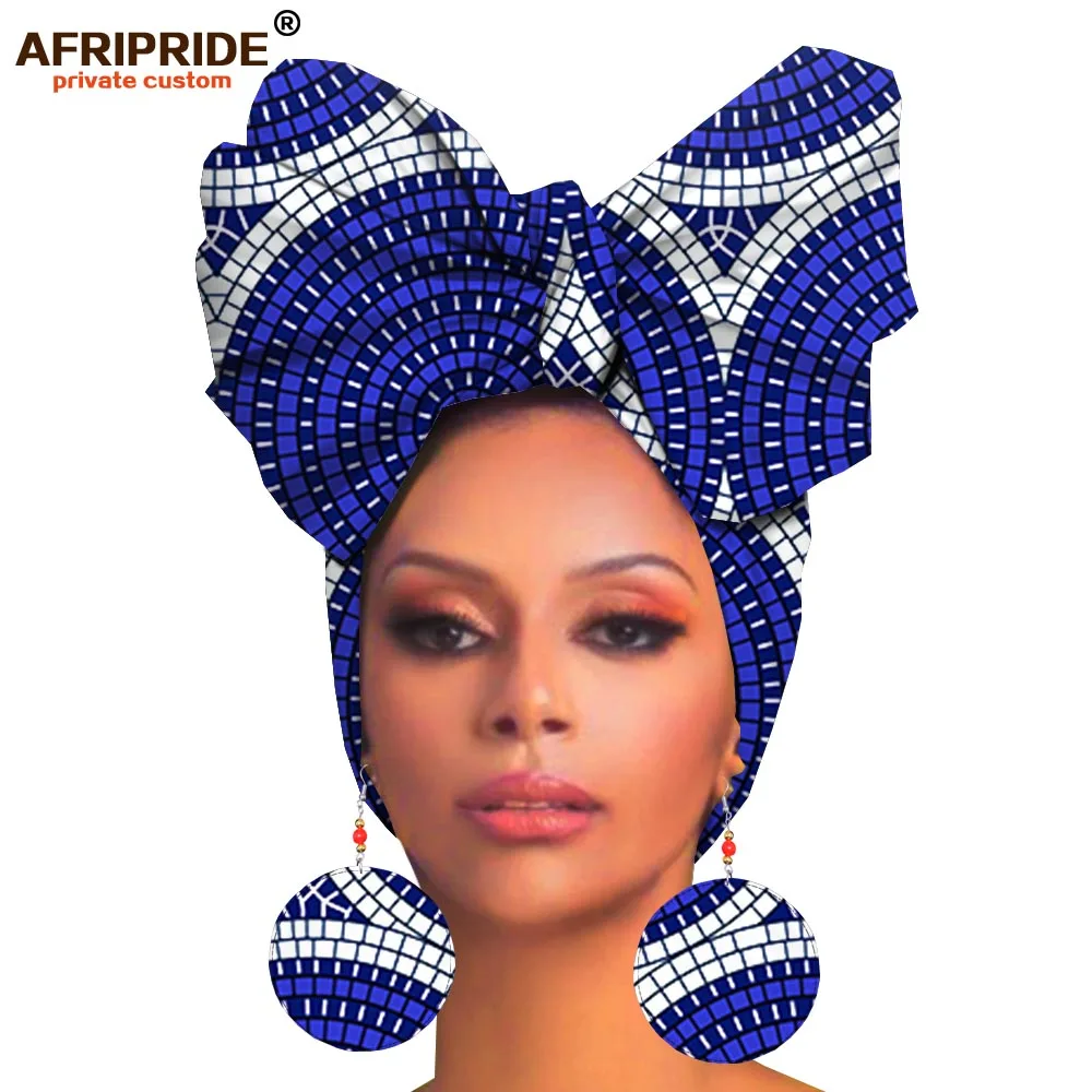 African headwraps and earings for women african head scarf ankara traditional headtie scarf turban print wax AFRIPRIDE A19H008