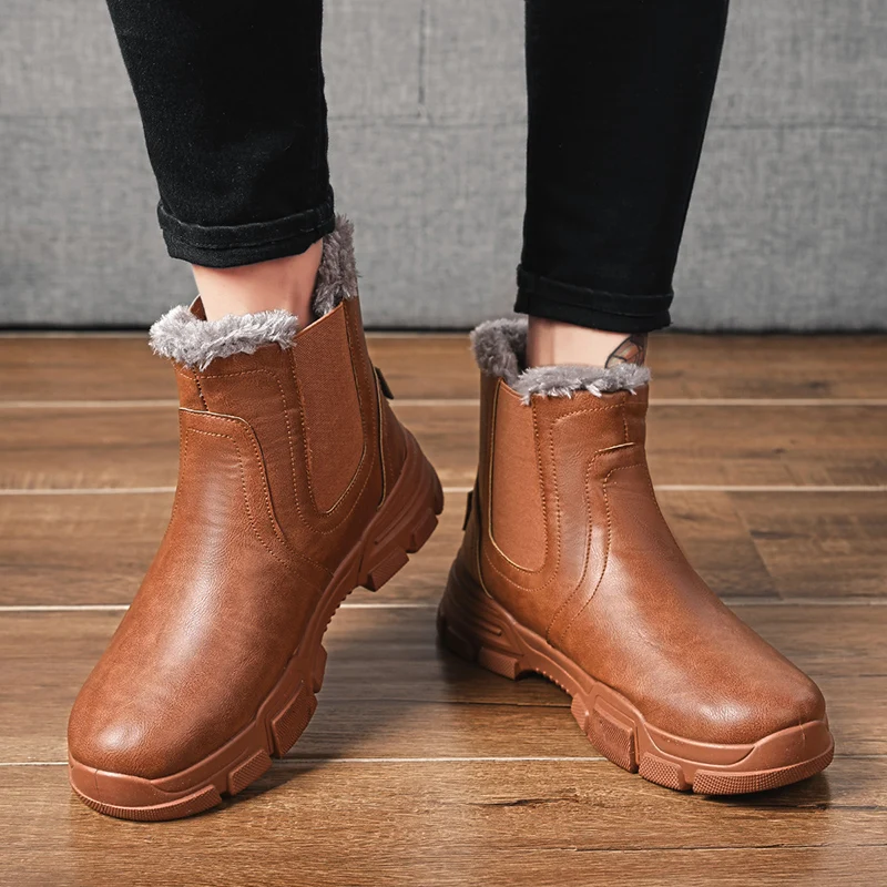 Тренд, мужские меховые тёплые ботинки, повседневные ботинки, мужские высокие зимние ботинки для мужчин, хорошее качество, рабочие ботинки для мужчин, Брендовые мужские ботинки