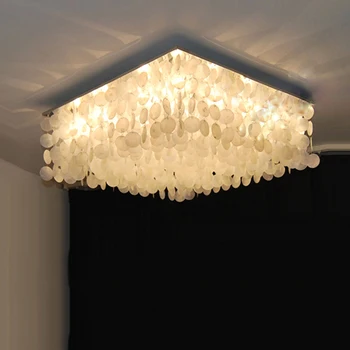 

Shell Pendant Lighting Hanging Lamp Modern Dining Room Bedroom Romantic Natural Cord Pendant 10 Hand Knitted Parlor E14 AC HS186