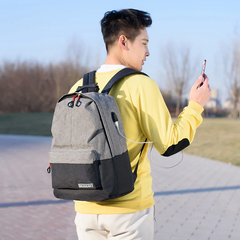 

City Simple Backpack Trend Versatile Contrast Color Smart COUPLE'S Backpack Elegant Leisure Bag Computer Backpack