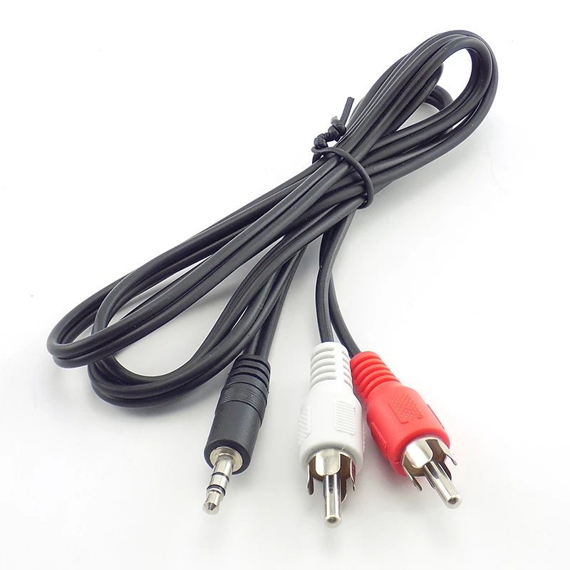 3.5mm Audio Speaker Cable Stereo Female Plug to 2Male RCA Jack Adapter Wire 1.5m