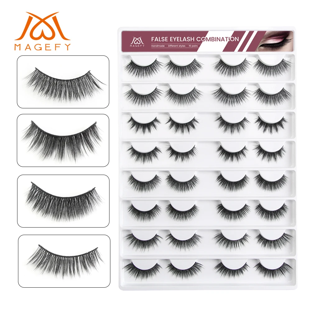 

16 pairs Mink Eyelashes 3D False lashes Thick Crisscross Makeup Eyelash Extension Natural Volume Soft Fake Eye Lashes