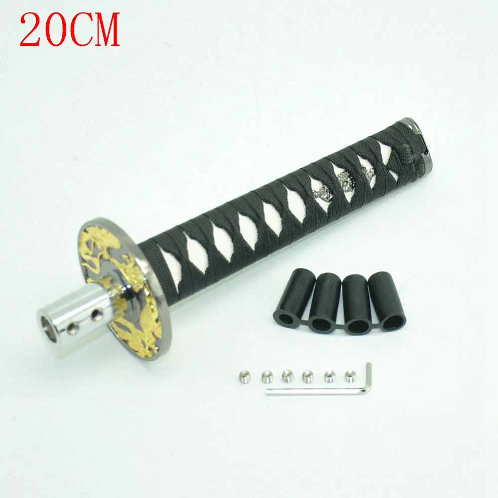 200mm JDM Short Samurai Gold Dragon Sword Shift Knob Metal Weighted Katana Shifter For Universal car - Название цвета: Black with White