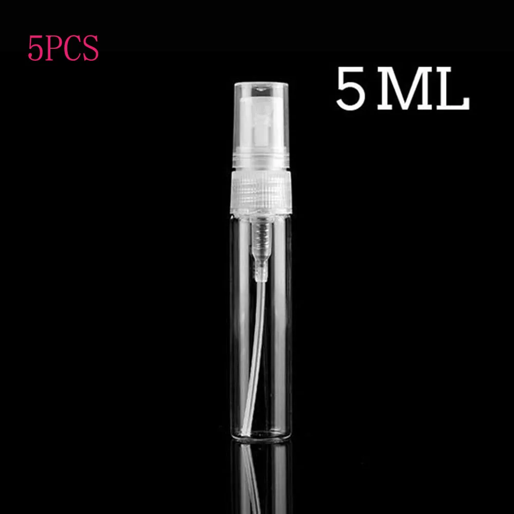 5ml 5 шт./упак. 2/3/5/10 мл Портативный Мини флакон духов макияж пустая бутылочка с распылителем флакон для образцов косметической Тесты бутылки пробки тонкий Стекло - Цвет: 5ml