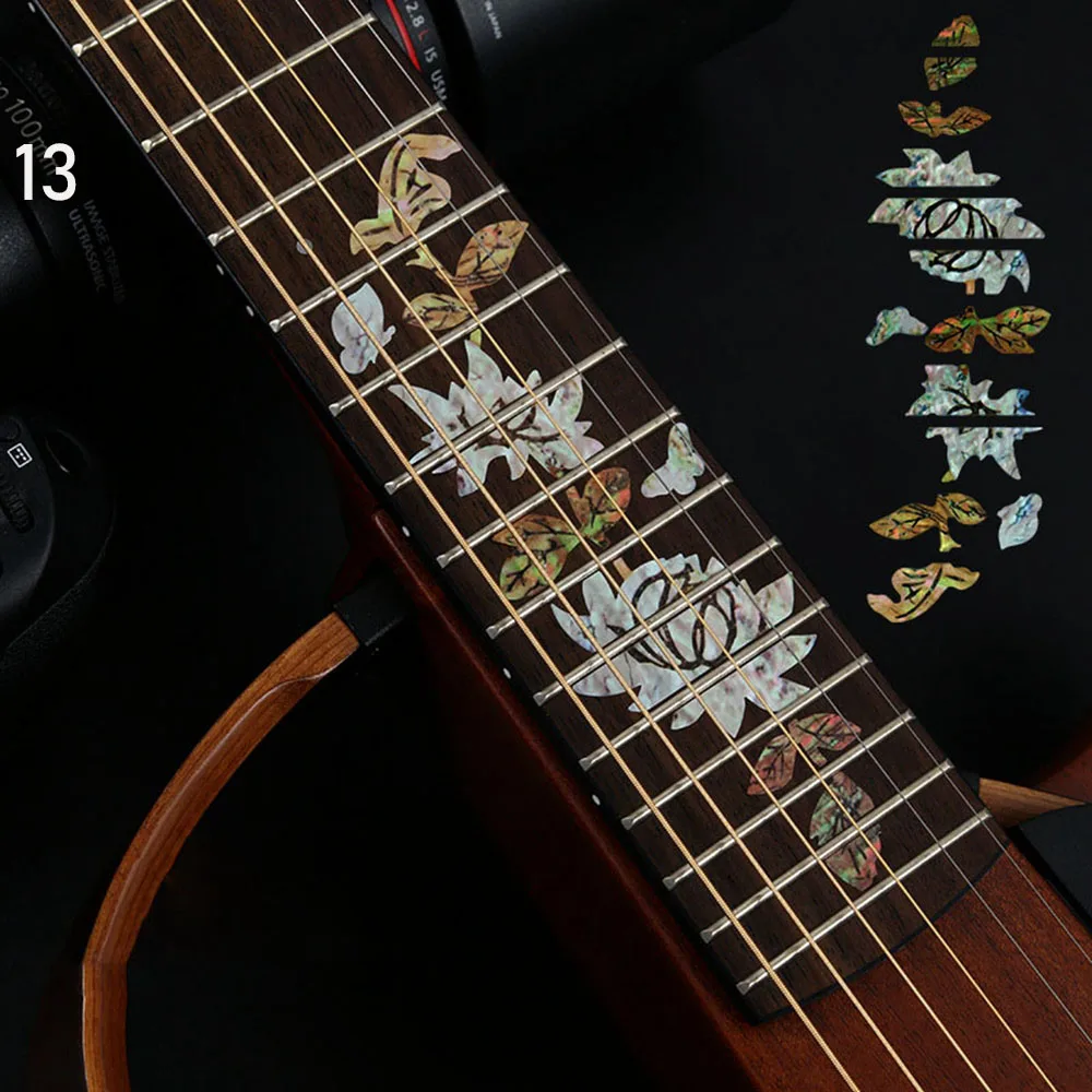 22 стиля ультра тонкий крест инкрустация наклейки гриф стикер музыкальный инструмент украшения электроакустическая гитара басовый аксессуар - Цвет: 13