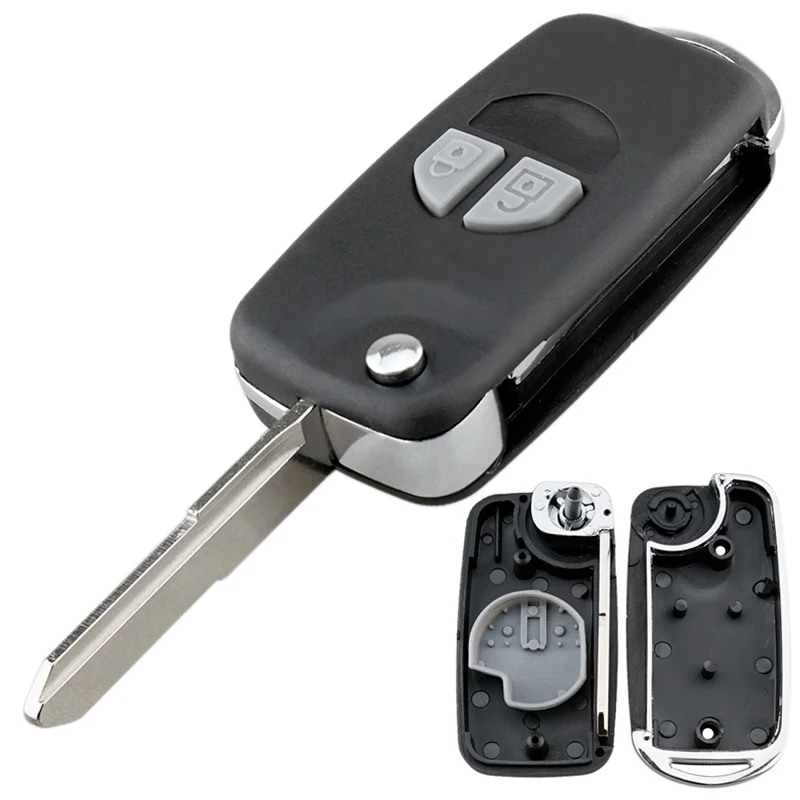 2 Buttons Modified Folding Remote Car Key Shell Case with HU87 Blade and Button Pad Fit for Suzuki SX4