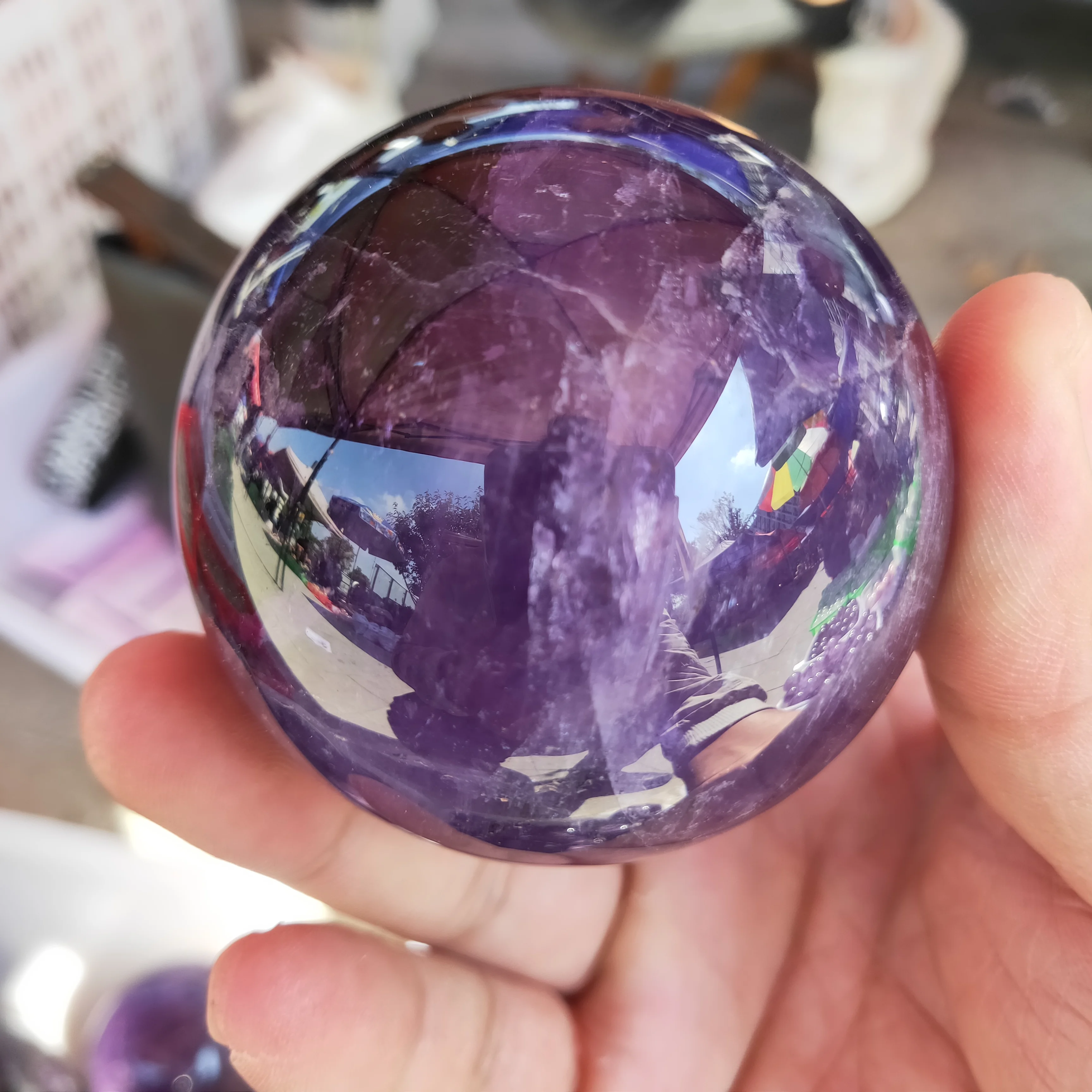 

50mm dream amethyst ball Natural Crystal Sphere Carving purple Quartz Gem Stone Ball healing