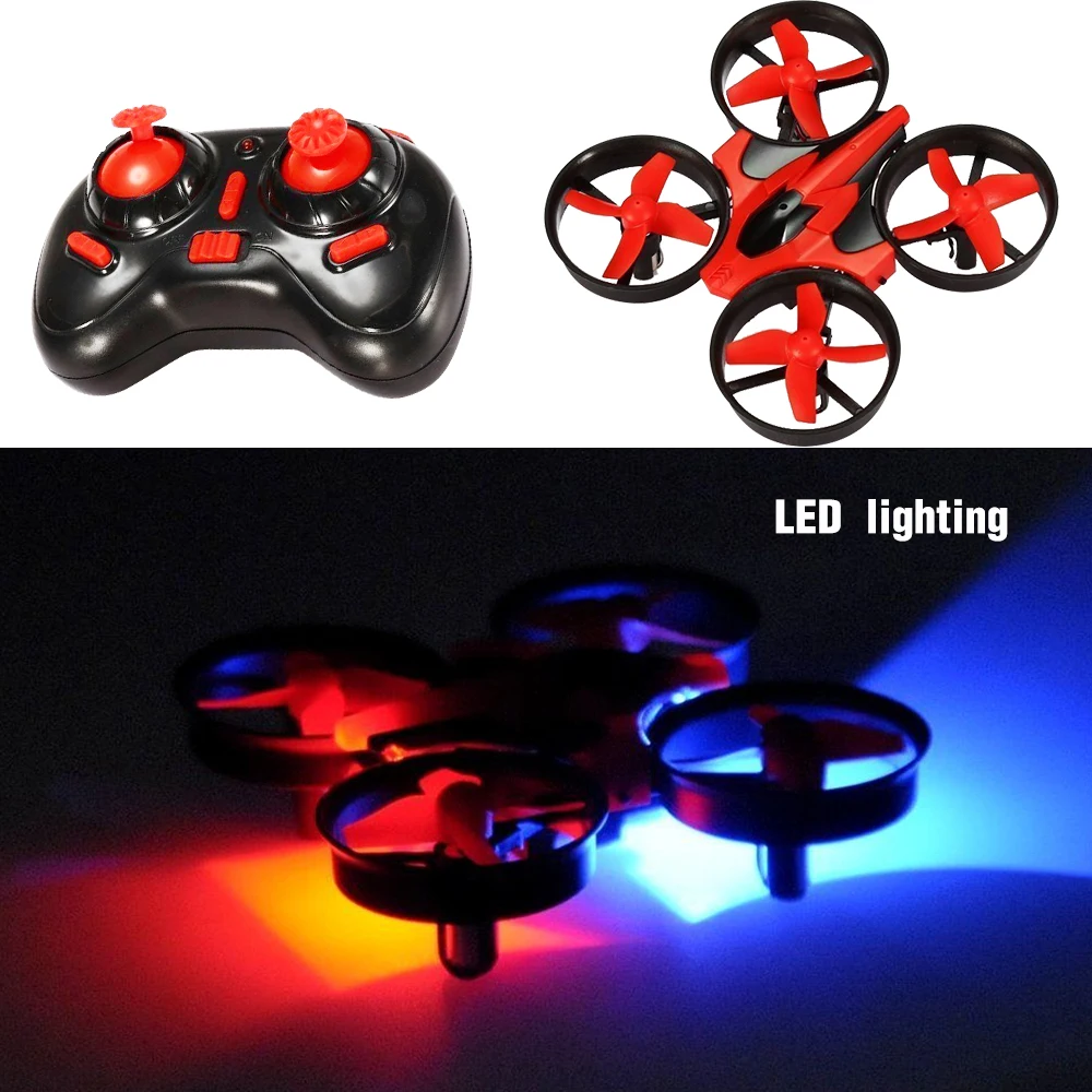 Mini 2.4G 4-Wheel RC Quadcopter Helicopter Transmitter 6 Axis LED Light RTF Remote Control Drone One-key Return Aircraft
