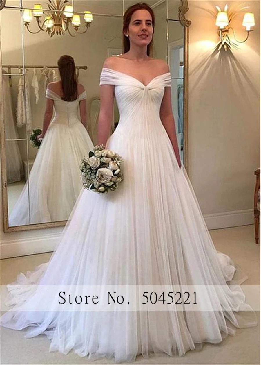 MYYBLE-Elegant-Tulle-Off-the-shoulder-Neckline-A-line-Wedding-Dresses-With-Pleats-Tulle-Bridal-Dress (2)