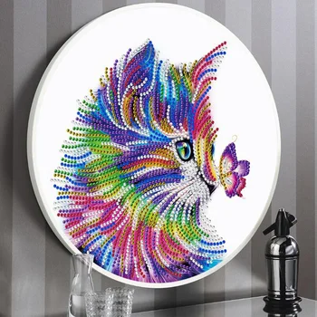 

5D DIY Diamond Painting Animal Cat Tassel Pendant Diamond Embroidery Special Shape Full Diamond Home Decoration LK036