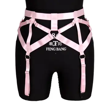 

Elastic Garter Belt Stockings Pink Cage Thigh Strappy Night Clubs Rave Goth Punk Sexy Suspender Belt Plus Size Body Harness